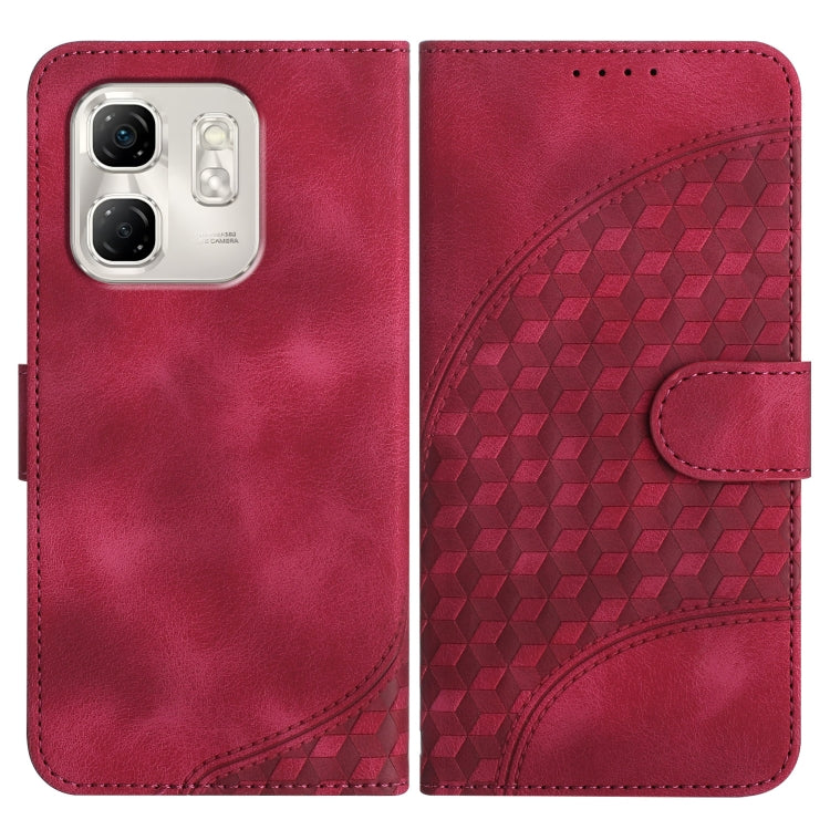 Funda de Cuero con Relieve de Cabeza de Elefante para Infinix Hot 50I y Smart 9 Yx0060 con Cordón (Rosa Rojo)