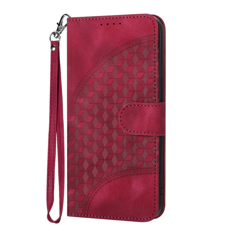 Funda de Cuero con Relieve de Cabeza de Elefante para Infinix Hot 50I y Smart 9 Yx0060 con Cordón (Rosa Rojo)