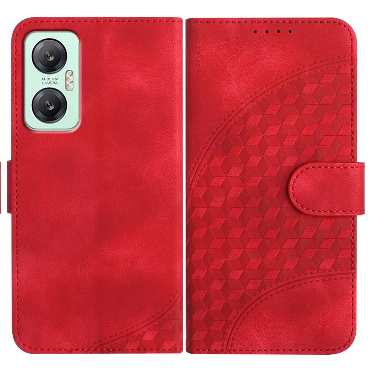 Funda de Cuero con Relieve Cabeza de Elefante para Infinix Hot 20 5G con Cordón (Rojo)