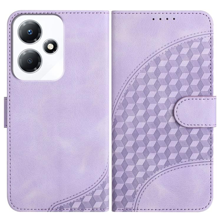 Funda de Cuero para Infinix Hot 30 Play y Hot 30 Play Nfc con Relieve de Elefante y Cordón (Morado Claro)