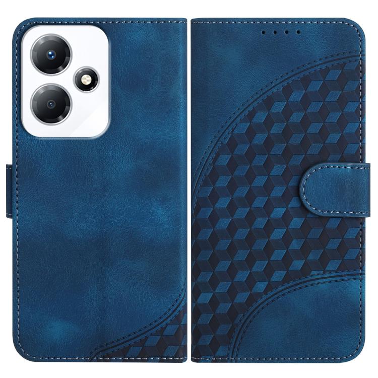 Funda de Cuero con Relieve Cabeza de Elefante para Infinix Hot 30 Play / Hot 30 Play Nfc con Cordón (Azul Real)