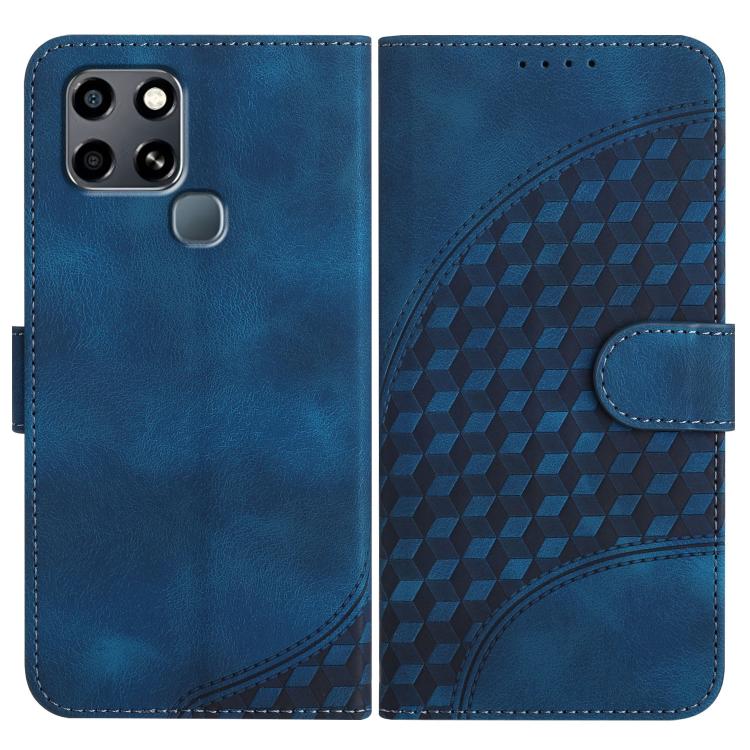 Funda de Cuero con Relieve Cabeza de Elefante para Infinix Smart 6 y Smart 6 HD con Cordón (Azul Real)