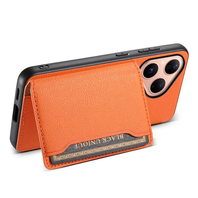 Funda para Huawei Pura 80 5G con textura de becerro y diseño de cartera con cobertura total (naranja)