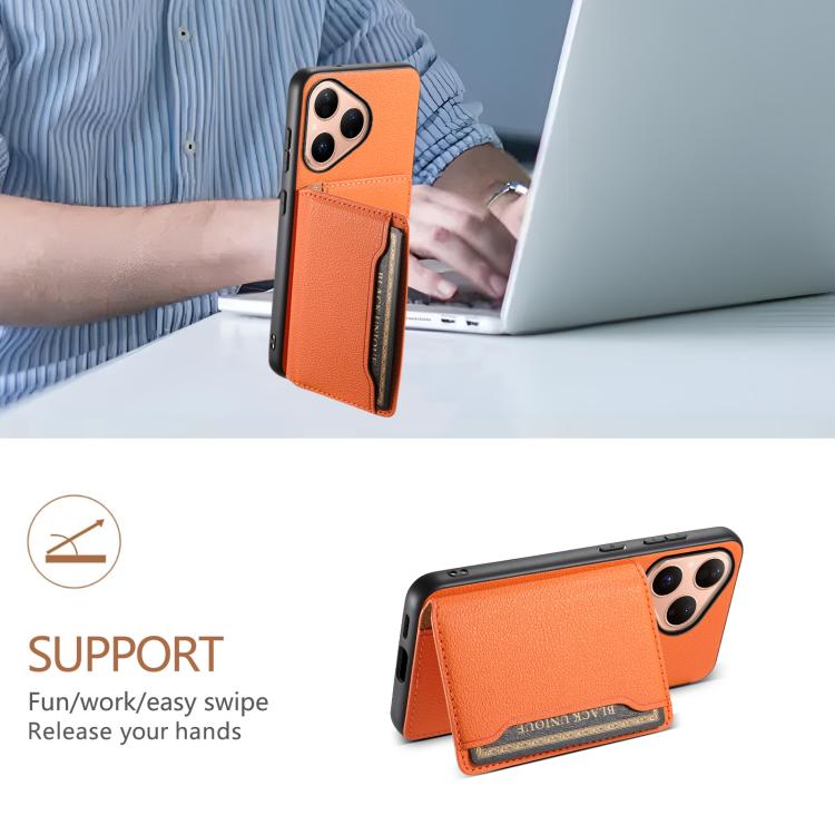 Funda para Huawei Pura 80 5G con textura de becerro y diseño de cartera con cobertura total (naranja)