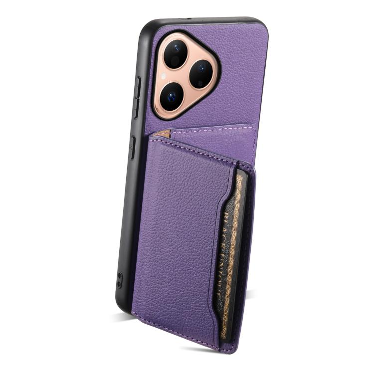 Funda para Huawei Pura 80 5G con textura de becerro y diseño de cartera, cobertura total (morado)