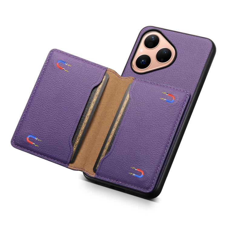 Funda para Huawei Pura 80 5G con textura de becerro y diseño de cartera, cobertura total (morado)