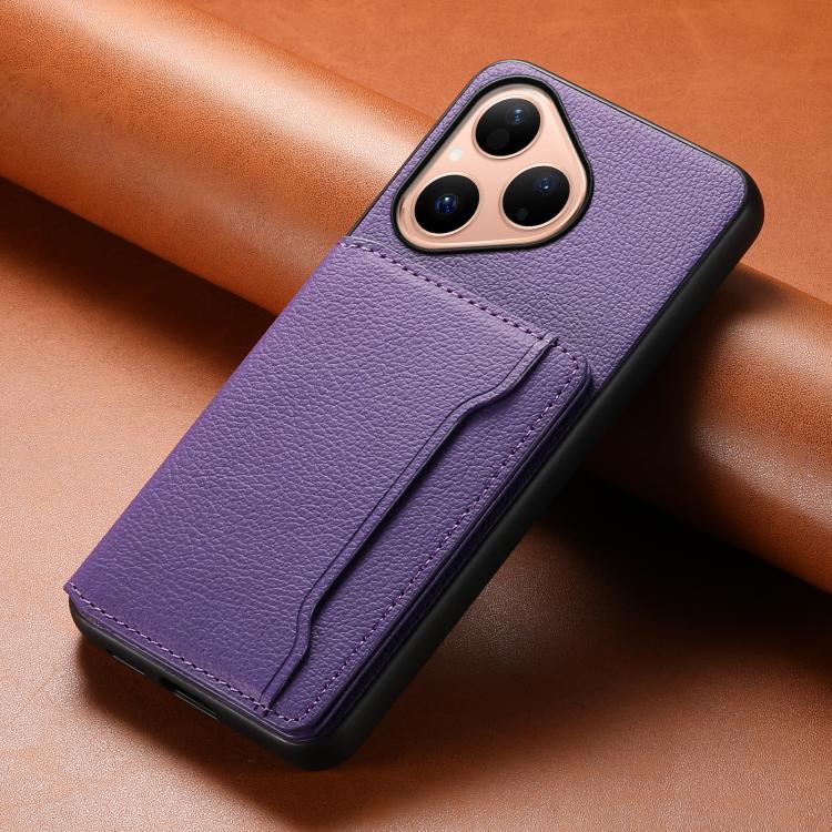 Funda para Huawei Pura 80 5G con textura de becerro y diseño de cartera, cobertura total (morado)