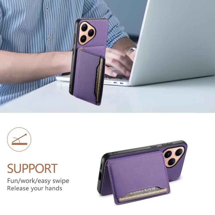 Funda para Huawei Pura 80 5G con textura de becerro y diseño de cartera, cobertura total (morado)