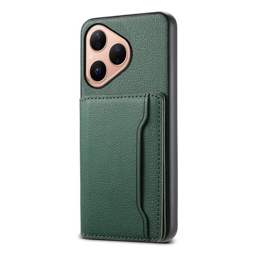 Funda para Huawei Pura 80 5G con textura de becerro y diseño de cartera con cobertura total (verde)