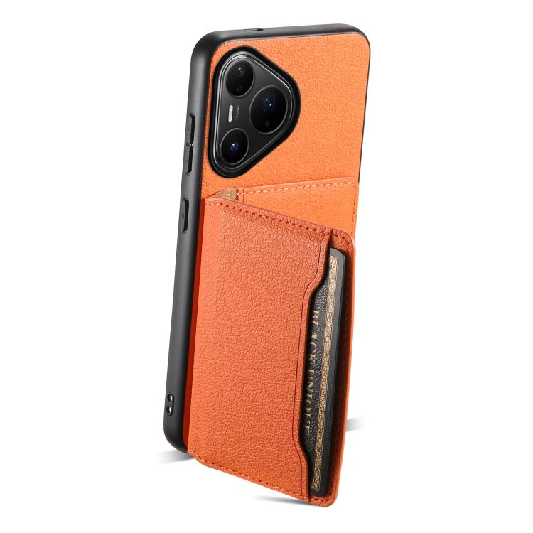 Funda para Huawei Pura 80 Pro / 80 Pro+ 5G con textura de becerro y diseño de cartera, cobertura total (naranja)