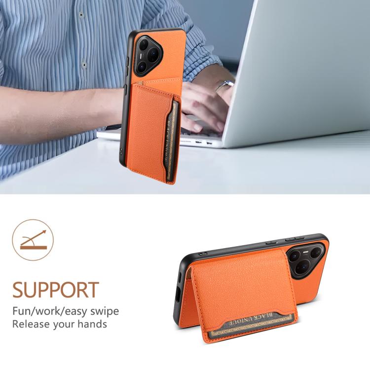 Funda para Huawei Pura 80 Pro / 80 Pro+ 5G con textura de becerro y diseño de cartera, cobertura total (naranja)