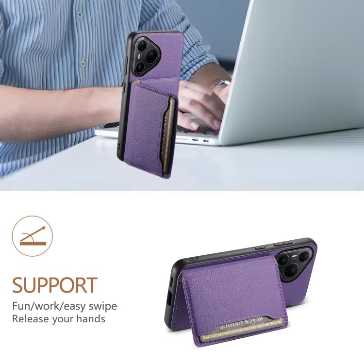 Funda para Huawei Pura 80 Pro / 80 Pro+ 5G con textura de becerro y diseño de cartera, cobertura total (morado)