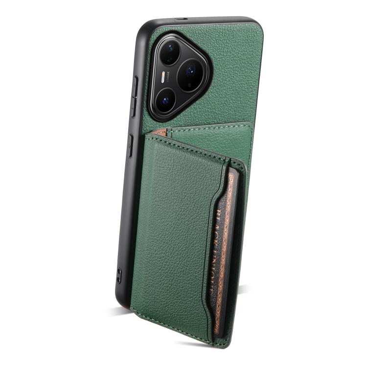 Funda para Huawei Pura 80 Pro / 80 Pro+ 5G con textura de becerro y diseño de cartera, cobertura total (verde)