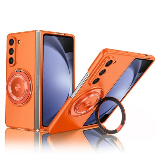 Funda para Samsung Galaxy Z Fold5 5G Soporte Giratorio 360 Grados Magsafe PC Cobertura Total (Naranja)