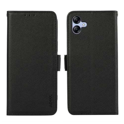 Funda para Teléfono Samsung Galaxy A04 Abeel Cuero Patrón Litchi Magnético Lateral (Negro)