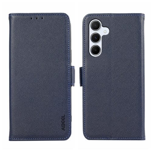 Funda para Teléfono Samsung Galaxy A14 4G 5G Abeel Cuero Rfid Patrón Litchi Magnético (Azul)