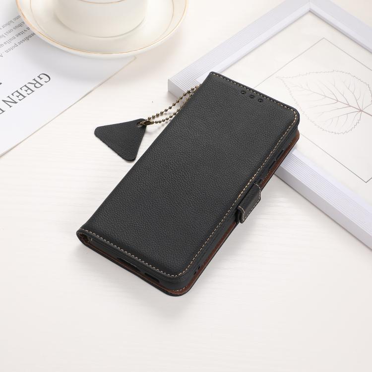 Funda Cuero Genuino Rfid con Imán Lateral Tj para OnePlus Ace 5 Pro / Ace 5 / 13R (Negro)