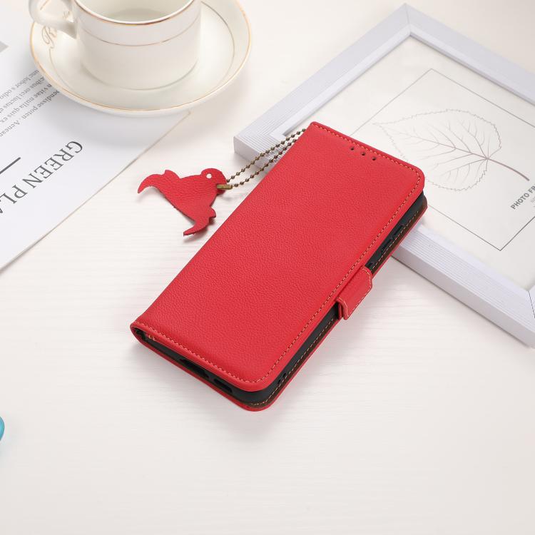 Funda de Teléfono Cuero Genuino Tj con Imán Lateral Rfid para OnePlus Ace 5 Pro / Ace 5 / 13R (Rojo)