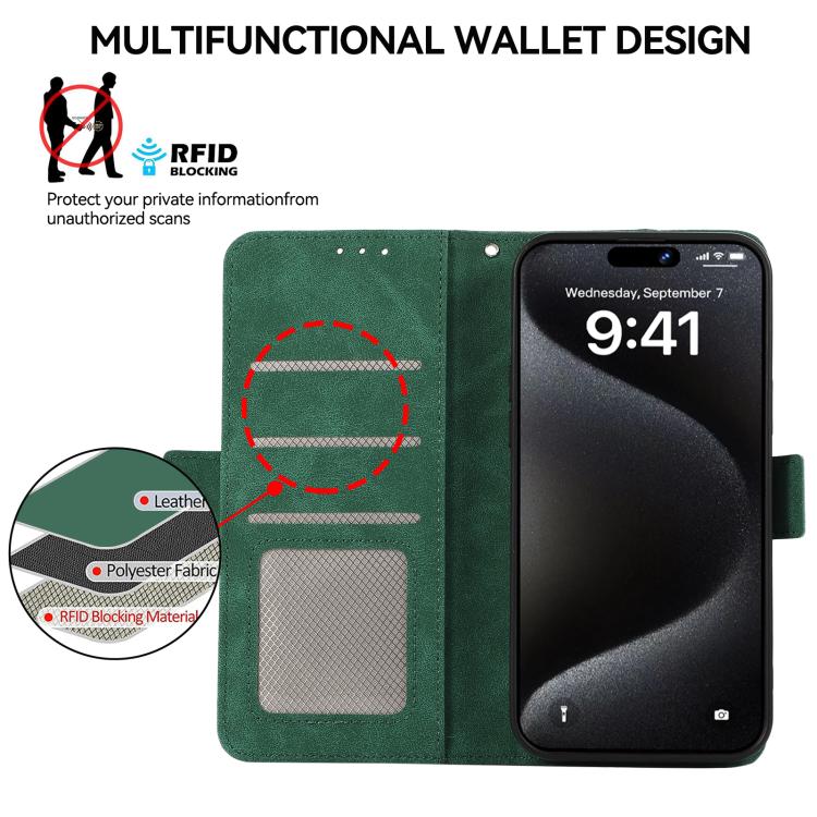 Funda de Cuero Abeel Rfid Magnética Esmerilada para iPhone 16E (Verde)
