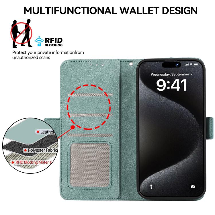 Funda de Cuero Abeel Rfid Magnética Esmerilada para iPhone 16E (Cian)