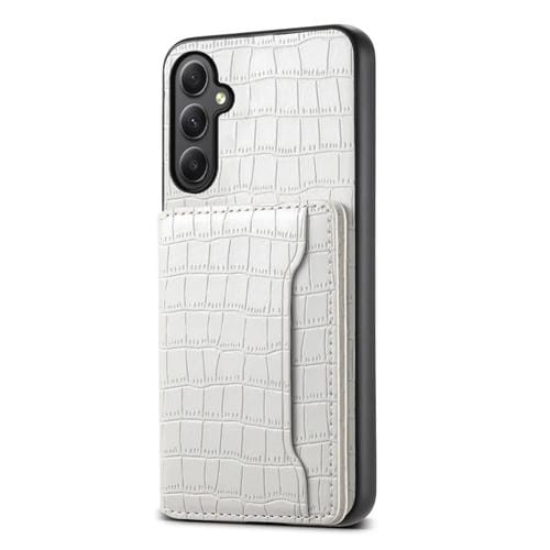 Funda para Teléfono Samsung Galaxy A35 5G Diseño Bolsa para Tarjetas Textura Cocodrilo (Blanco)