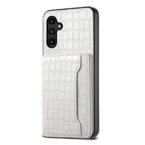 Estuche para Teléfono Samsung Galaxy A15 Bolsa para Tarjetas con Textura de Cocodrilo (Blanco)
