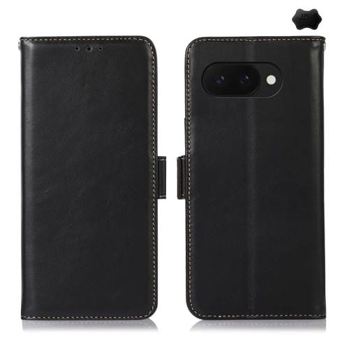 Funda de Piel de Vaca con Capa Superior Crazy Horse para Google Pixel 9A (Negra)