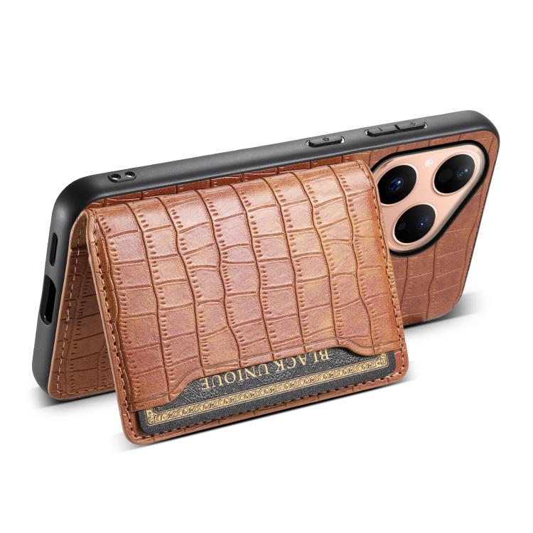 Funda para Huawei Pura 80 5G con textura de cocodrilo y diseño de cartera, cobertura total (marrón)