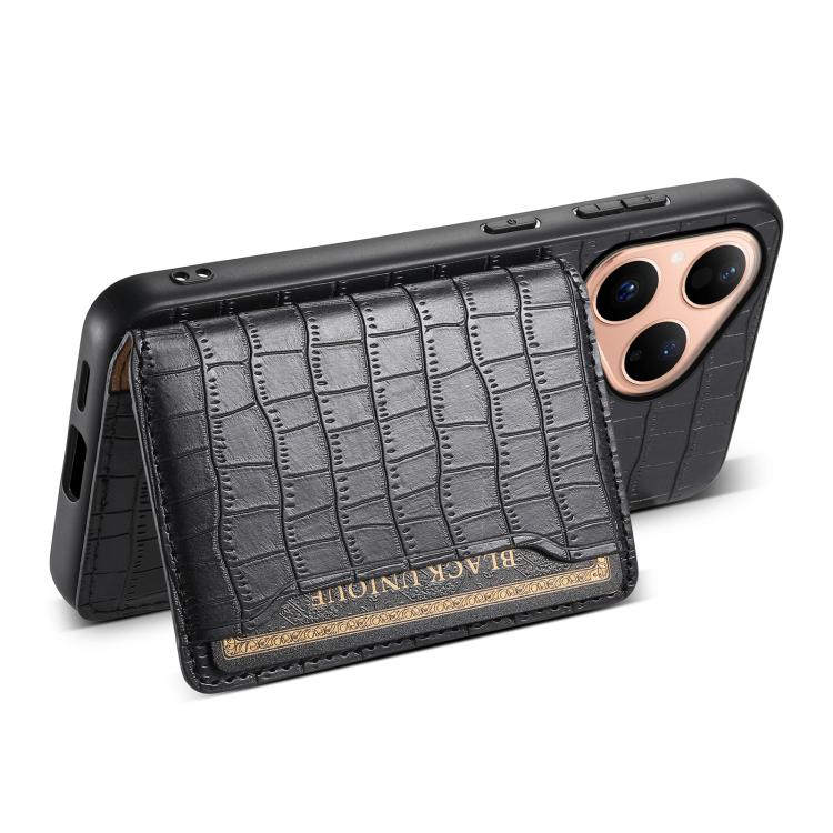 Funda para Huawei Pura 80 5G con textura de cocodrilo y diseño de cartera, cobertura total (negra)