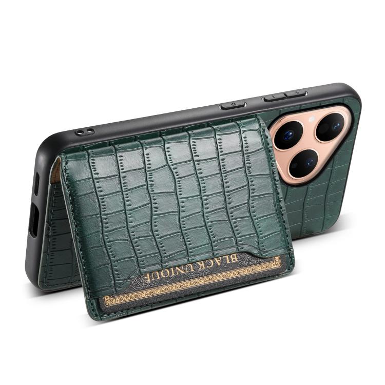 Funda para Huawei Pura 80 5G con textura de cocodrilo y diseño de cartera, cobertura total (verde)