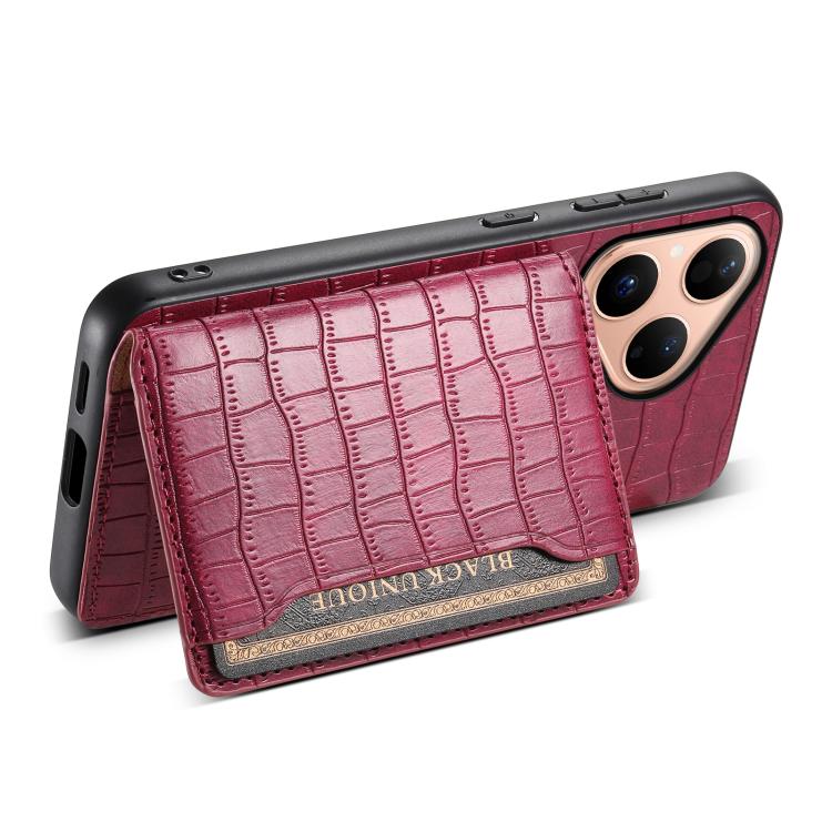 Funda para Huawei Pura 80 5G con textura de cocodrilo y diseño de cartera, cobertura total (roja)