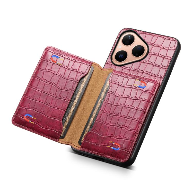 Funda para Huawei Pura 80 5G con textura de cocodrilo y diseño de cartera, cobertura total (roja)
