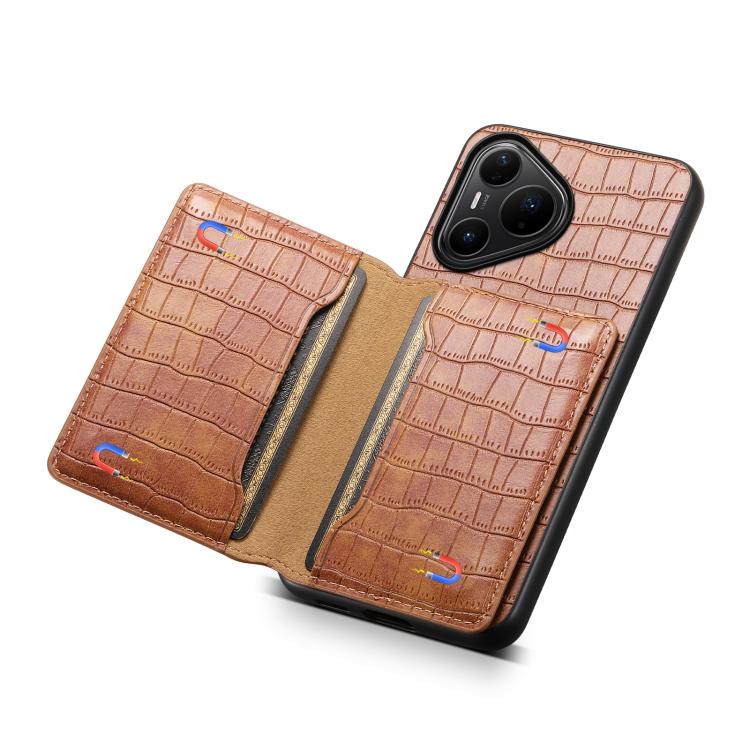 Funda para Huawei Pura 80 Pro / 80 Pro+ 5G con textura de cocodrilo y diseño de cartera, cobertura total (marrón)
