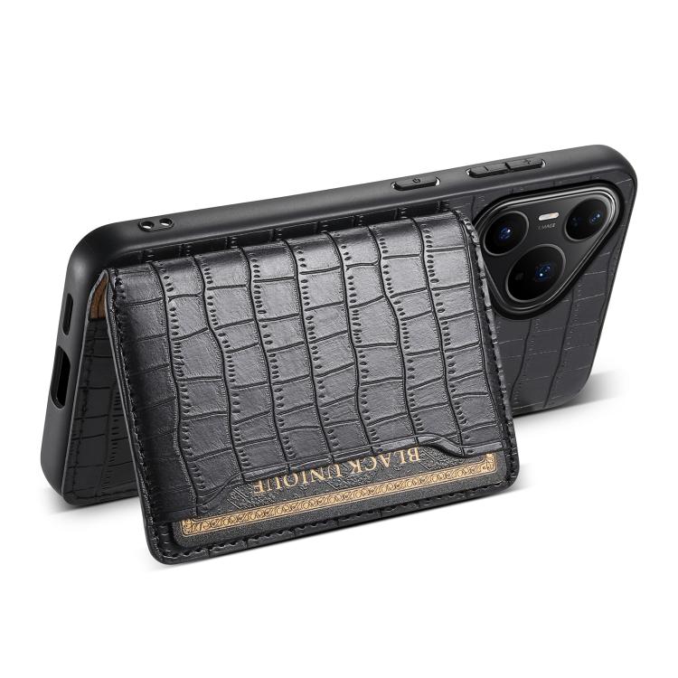 Funda para Huawei Pura 80 Pro / 80 Pro+ 5G con textura de cocodrilo y diseño de cartera, cobertura total (negra)