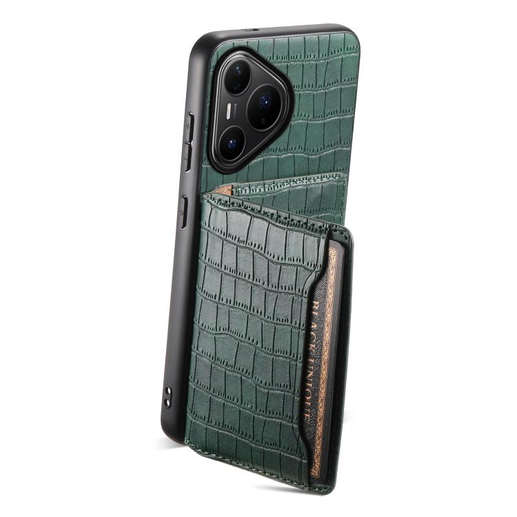 Funda para Huawei Pura 80 Pro / 80 Pro+ 5G con textura de cocodrilo y diseño de cartera, cobertura total (verde)