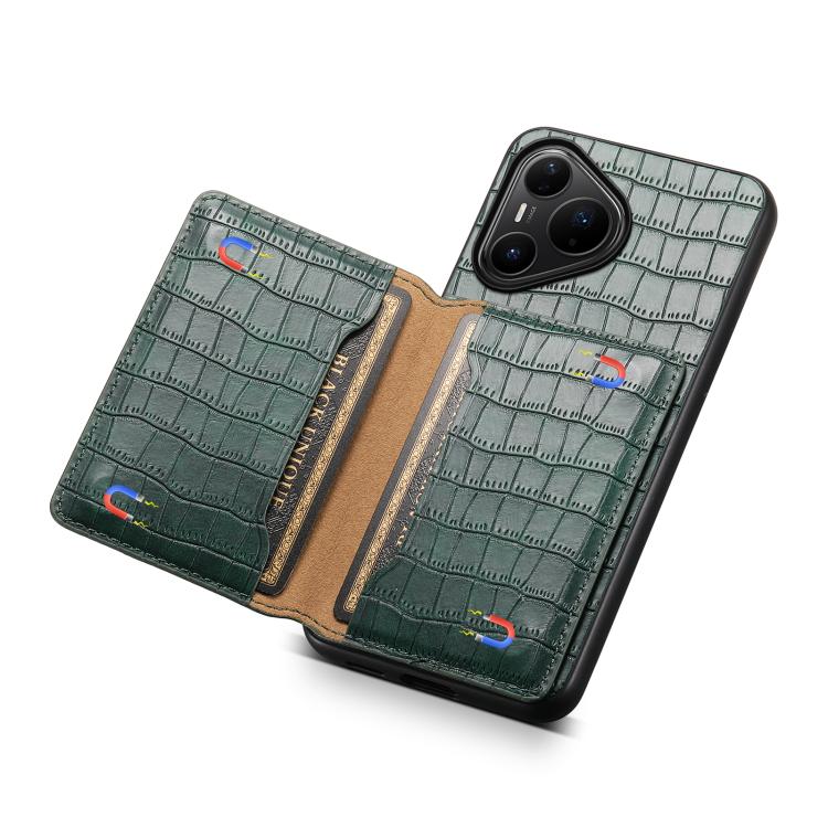 Funda para Huawei Pura 80 Pro / 80 Pro+ 5G con textura de cocodrilo y diseño de cartera, cobertura total (verde)