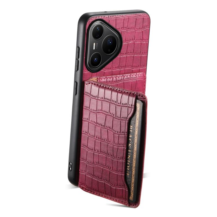 Funda para Huawei Pura 80 Pro / 80 Pro+ 5G con textura de cocodrilo y diseño de cartera, cobertura total (roja)