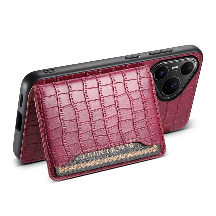 Funda para Huawei Pura 80 Pro / 80 Pro+ 5G con textura de cocodrilo y diseño de cartera, cobertura total (roja)