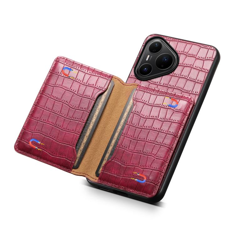 Funda para Huawei Pura 80 Pro / 80 Pro+ 5G con textura de cocodrilo y diseño de cartera, cobertura total (roja)