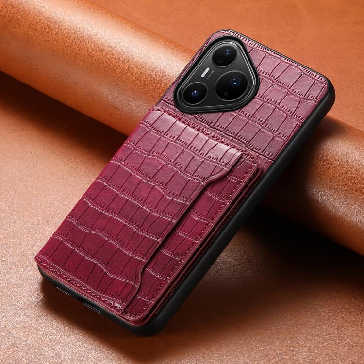 Funda para Huawei Pura 80 Pro / 80 Pro+ 5G con textura de cocodrilo y diseño de cartera, cobertura total (roja)