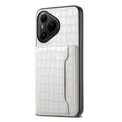 Funda para Huawei Pura 80 Pro / 80 Pro+ 5G con textura de cocodrilo y diseño de cartera, cobertura total (blanca)