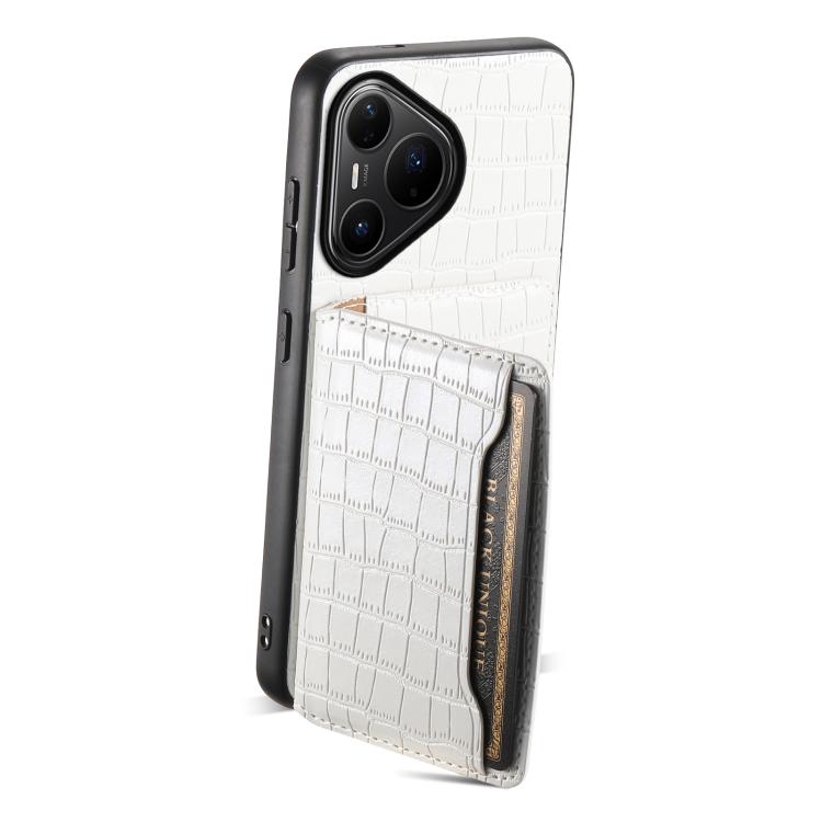 Funda para Huawei Pura 80 Pro / 80 Pro+ 5G con textura de cocodrilo y diseño de cartera, cobertura total (blanca)