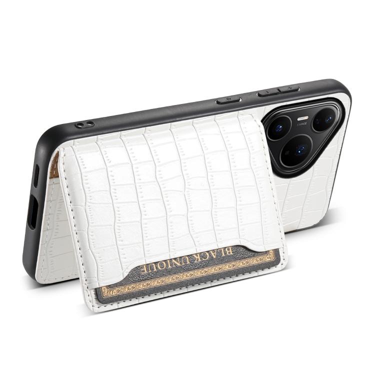 Funda para Huawei Pura 80 Pro / 80 Pro+ 5G con textura de cocodrilo y diseño de cartera, cobertura total (blanca)