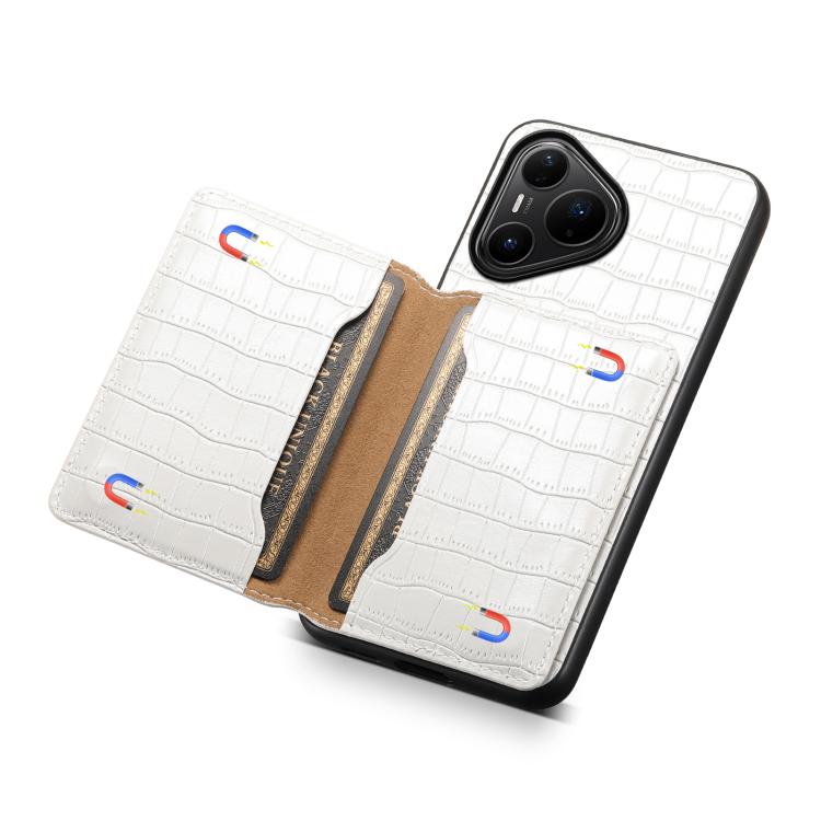 Funda para Huawei Pura 80 Pro / 80 Pro+ 5G con textura de cocodrilo y diseño de cartera, cobertura total (blanca)