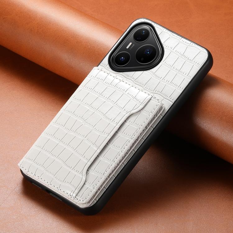 Funda para Huawei Pura 80 Pro / 80 Pro+ 5G con textura de cocodrilo y diseño de cartera, cobertura total (blanca)