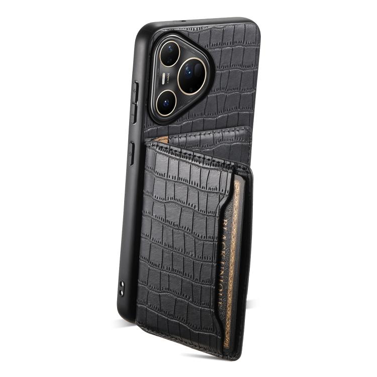Funda para Huawei Pura 80 Ultra 5G con textura de cocodrilo y diseño de cartera, cobertura total (negra)