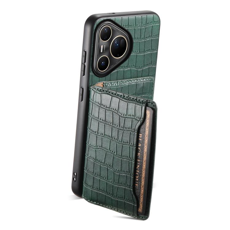 Funda para Huawei Pura 80 Ultra 5G con textura de cocodrilo y diseño de cartera, cobertura total (verde)