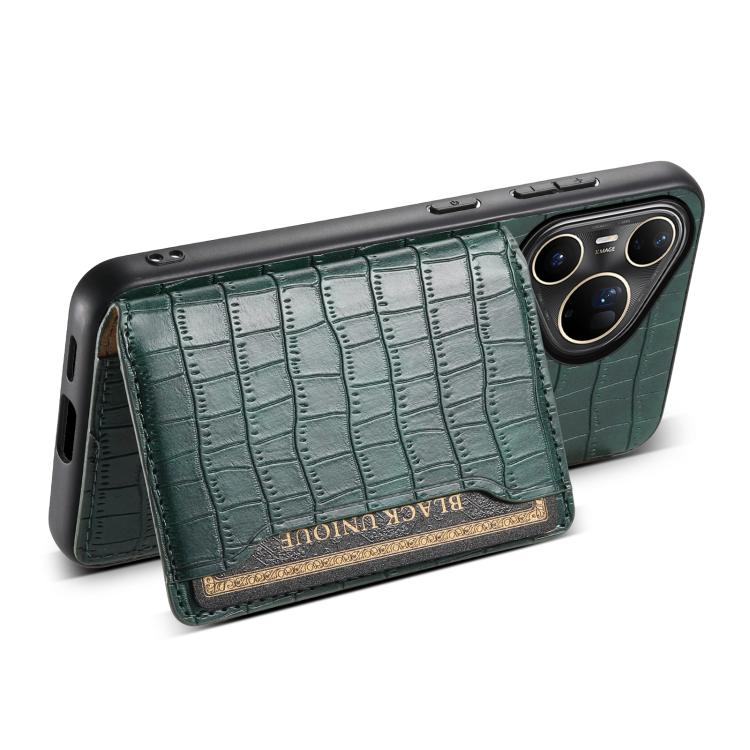 Funda para Huawei Pura 80 Ultra 5G con textura de cocodrilo y diseño de cartera, cobertura total (verde)