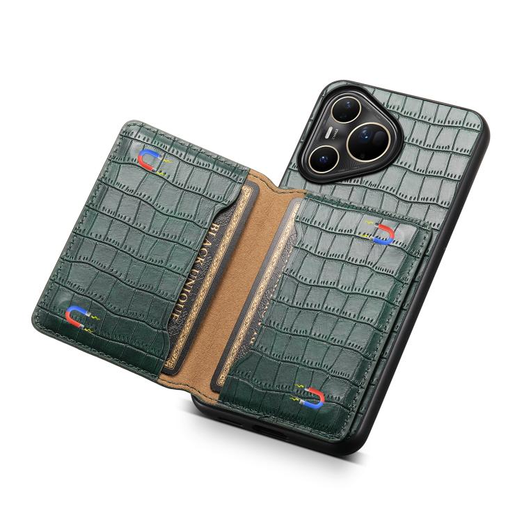 Funda para Huawei Pura 80 Ultra 5G con textura de cocodrilo y diseño de cartera, cobertura total (verde)
