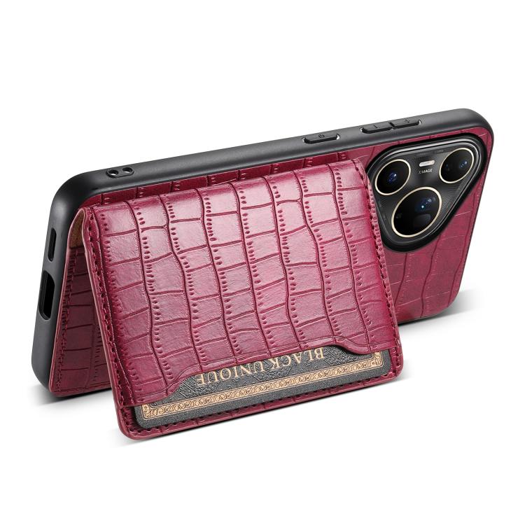 Funda para Huawei Pura 80 Ultra 5G con textura de cocodrilo y diseño de cartera, cobertura total (roja)